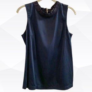 ✨Ann Taylor Navy Blue Satin Sleeveless Top Size Small